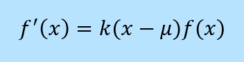 differential equation: f is proportional to the product of f and x minus the mean